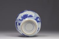 China - white and blue porcelain pot decorated with deer, egret and pine, circle mark.