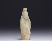 Chine - statuette de sage en Jade néphrite, époque Qing.