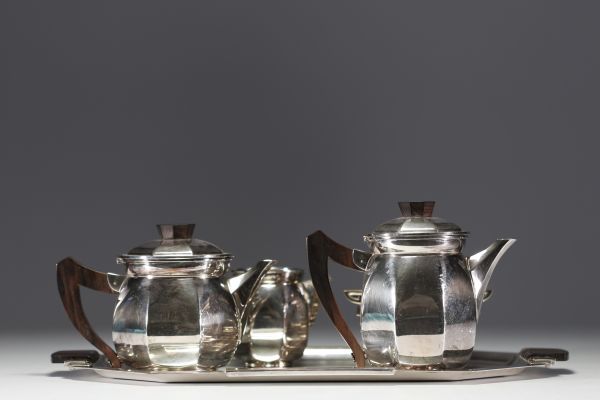 DUROUSSEAU et RAYNAUD - Art Deco silver-plated coffee service, circa 1930.