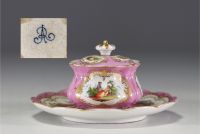 Meissen Porcelain Manufactory - Polychrome porcelain fruit bowl, first Meissen mark.