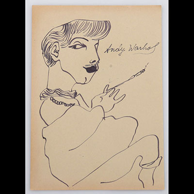 Andy Warhol, Attributed to Drawing in black felt-tip pen on paper Signed, unique work