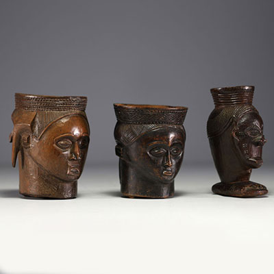 Africa DRC - Set of three Kuba cups, early 20th century.