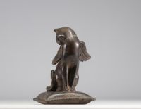 Pierre CHENET (XX-XXIth century) Bronze winged cat