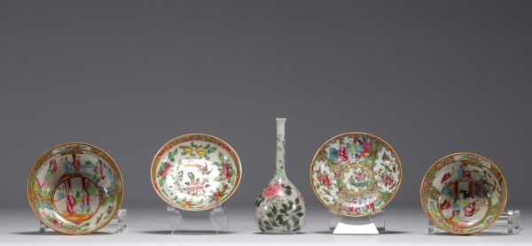 China - Set of five pieces of Canton porcelain.