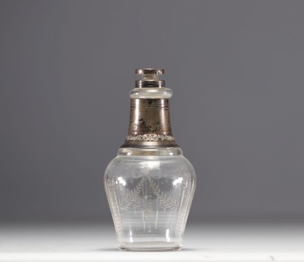 Small glass and silver decanter in the Louis XVI style, hallmarked Minerve.