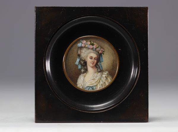 V. LEBRUN (1755-1842) Miniature, Portrait de 