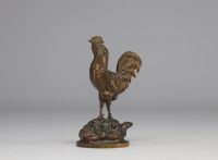 Louis-Théophile HINGRE (1832-1911) small bronze on base in the form of a finely sculpted cockerel