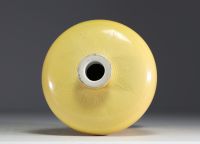 China - Yellow monochrome porcelain meiping vase, Qing period.