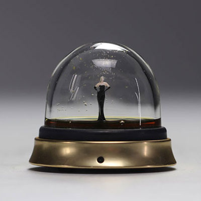 Perfume bottle (50ml) designed in the style of a JEAN PAUL GAULTIER snow globe representing a woman dressed in a black dress