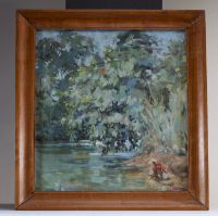 Jacques HANOT dit JACANO (1923-1995) ‘Bord de rivière en Afrique’ Oil on canvas, signed