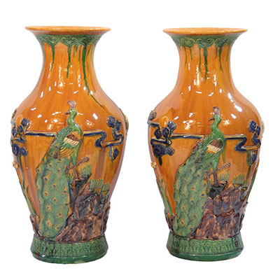 Pair of Chinese sandstone vases