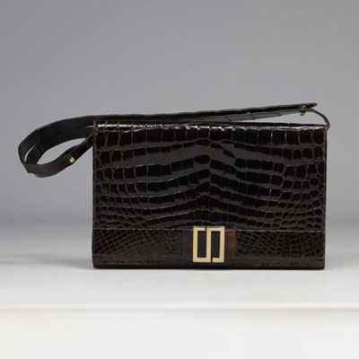 Christian DIOR, brown crocodile bag circa 1970.