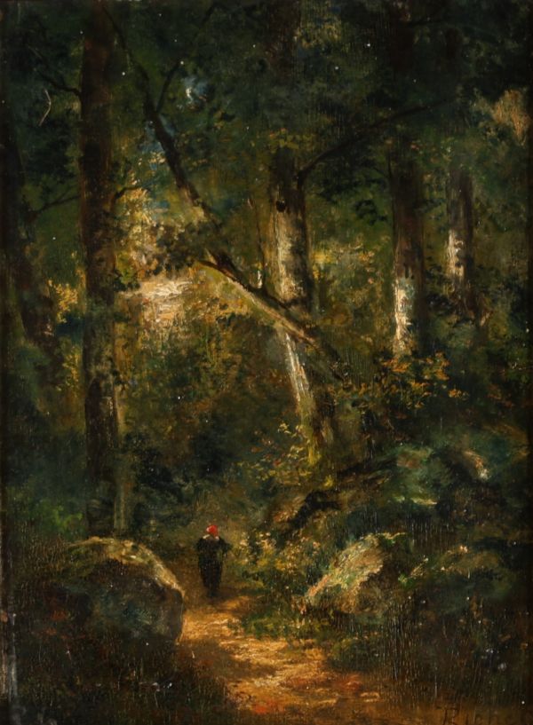 Léon RICHET (1847-1907) “Promenade en sous-bois” Oil on canvas, signed.