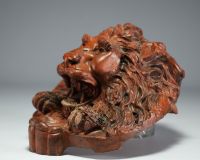 Terracotta lion's head from the front of a manor house, 19th century.