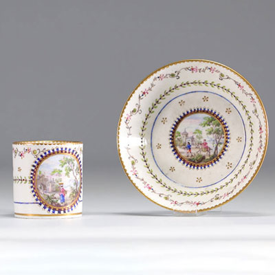 Sèvres porcelain cup and saucer from 18th century