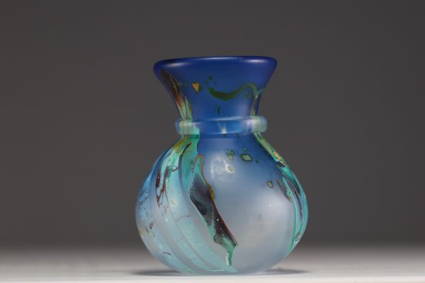 Louis LELOUP (1929- ) Glass paste vase with multicoloured decoration, signed and dated 1995.