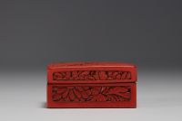 China - Cinnabar lacquer box with landscape decoration.