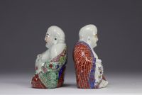 China - pair of Buddha in famille rose porcelain.