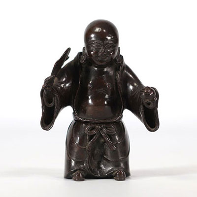 Rare Qing bronze perfume burner in the form of a Buddha child (清朝)