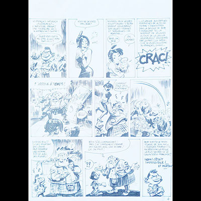 Yoann (Yoann Chivard) dessinateur Français Né en 1971 Planche originale  encre de Chine sur papier, tiré de la série Bob Marone (Parodie de BOB Morane Héros de H. VERNES)