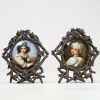 Guido RENI (1575-1642) after - Pair of paintings on porcelain KPM Berlin, portrait of Beatrice Cenci, black forest wood frame, 19th century.