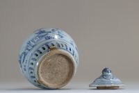 China - Blue-white porcelain covered pot, Ming, 17th-18th century