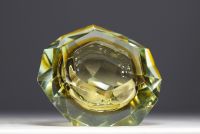 Flavio POLI (1900-1984) for Luigi Mandruzzato Murano - Submerged glass bowl with geometric facets, yellow color, circa 1950-60.