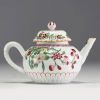 China - Pink family polychrome porcelain teapot with floral decoration, 18th century