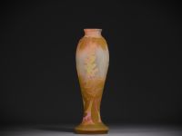 Établissements Émile GALLÉ (1846-1904) Acid-etched multi-layered glass vase with floral decoration, signed in the decoration.