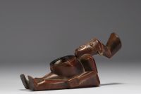 Africa - Mangbetu carved wooden pipe.