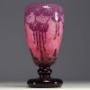 CHARDER Le Verre Français - Acid-etched multi-layered glass vase, rose hip design, signed.