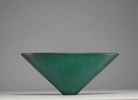 Antonio LAMPECCO (1932-2019) - Ceramic bowl with green glaze monogrammed underneath.