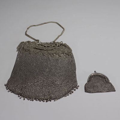 Small silver purse and small silver coin purse, late 19th/early 20th century.