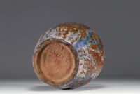 Francesco BENEDETTI (XXth) - Pupil of Arthur CRACO - Rare enamelled stoneware vase, circa 1900-20