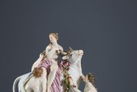 Meissen Porcelain Manufactory - ‘The Abduction of Europa by Zeus’ Polychrome and gold porcelain group, crossed swords mark.