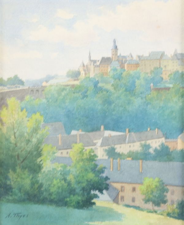 André THYES (1867-1952) ‘View of Luxembourg’ Watercolour, signed.