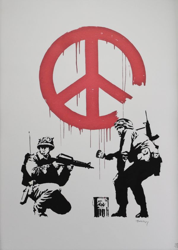 Lithographie dans le goût de Banksy, numérotée 114/150