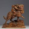 Wooden sculpture from the Black Forest ‘Young boy saved by a dog’, Swiss work from the late 19th century.