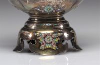 Exceptional Japanese ivory vase with a silver and enamel frame from the Meiji period (明治時代 -1868 - 1912)