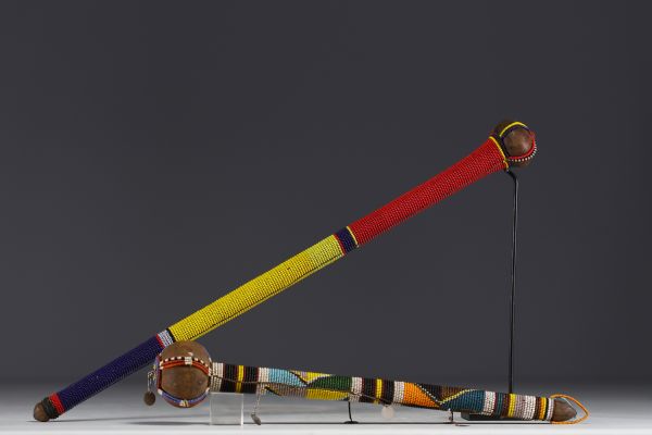 Africa - Set of two Maasaï  beaded dance sceptres.