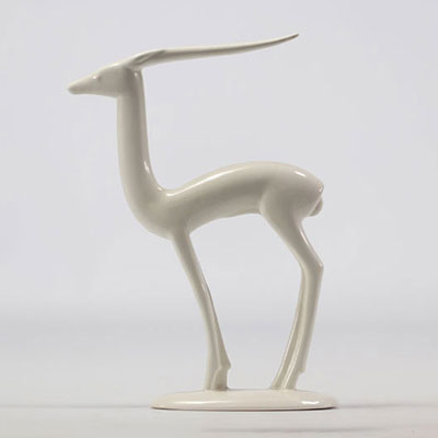 VILLEROY & BOCH Septfontaines sculpture en forme de gazelle blanche en faïence