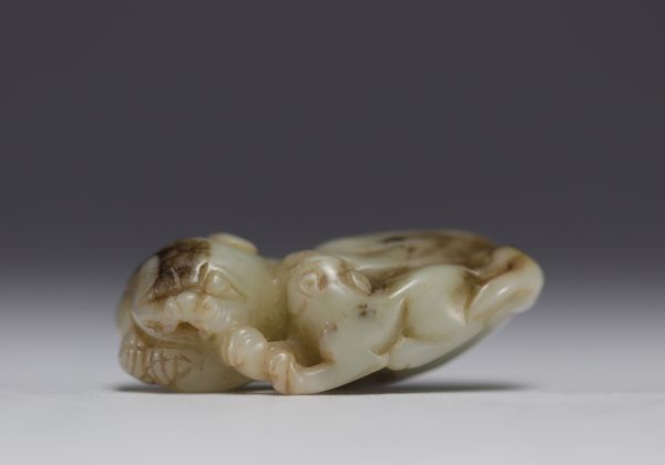 China - Carved jade reclining lions, 18th century.