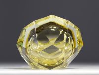 Flavio POLI (1900-1984) for Luigi Mandruzzato Murano - Submerged glass bowl with geometric facets, yellow color, circa 1950-60.