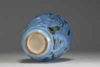 Georges CONDE et MOUGIN (XXth century) ‘Danseuses’ ovoid ceramic vase, blue enamelled, decorated with a frieze of dancers, recessed signature under the base, circa 1930