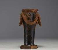 Africa DRC - Palm wine mug in carved wood, Kuba.