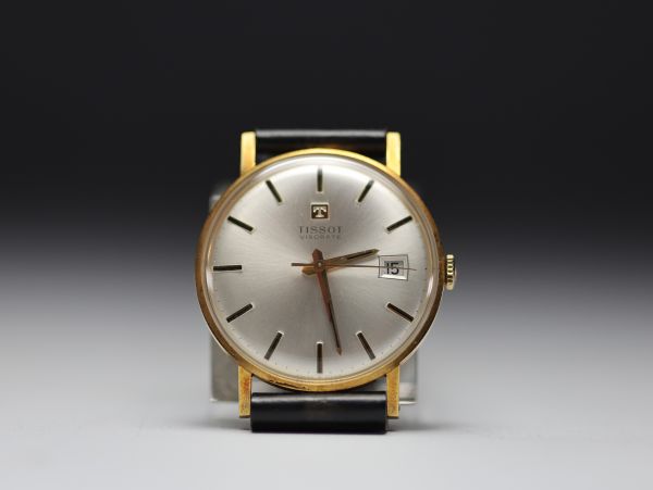 Tissot Visodate - Men's watch with 18k gold case, mechanical.