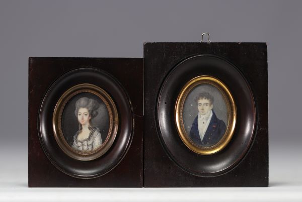 Set of two miniature portraits from the early 19th century.