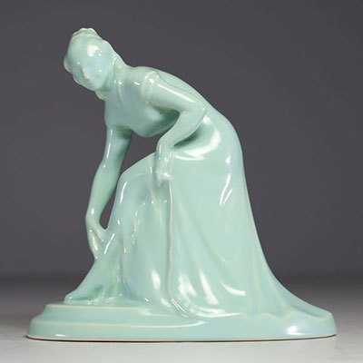 Charles CATTEAU (1880-1966) Bock Frères Keramis - ‘Élégante’ in glazed earthenware, signed.