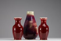 China - Set of a pair of vases and an oxblood vase.