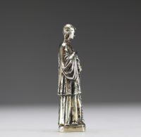 Petite statue religieuse en argent massif, poinçon de maître orfèvre E.V., fin XVIIIème.